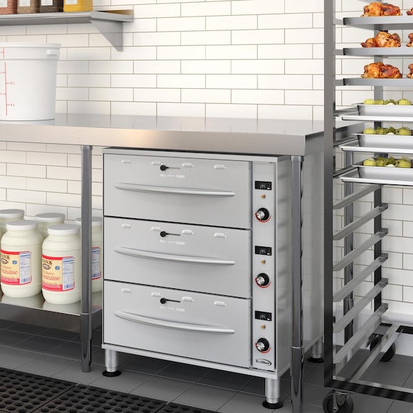 Koolmore Three-Drawer Commercial Free Standing Warming Drawer in Stainless-Steel KM-WD-M3 - KM-WD-M3