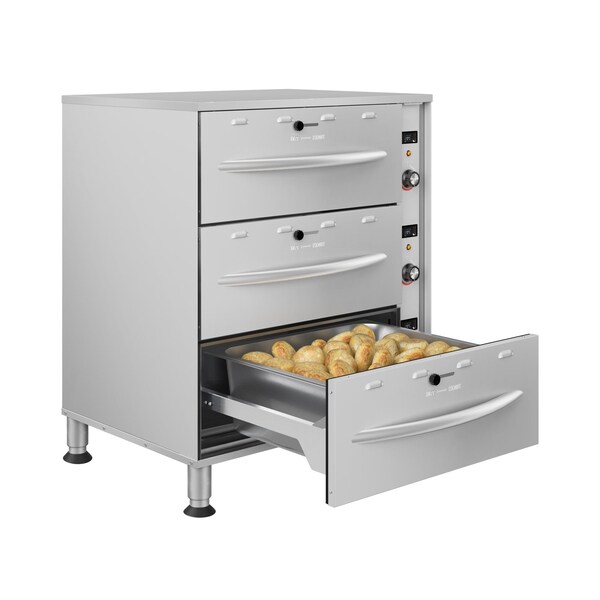Koolmore Three-Drawer Commercial Free Standing Warming Drawer in Stainless-Steel KM-WD-M3 - KM-WD-M3