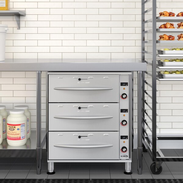 Koolmore Three-Drawer Commercial Free Standing Warming Drawer in Stainless-Steel KM-WD-M3 - KM-WD-M3