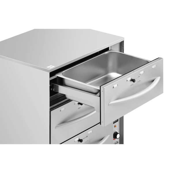 Koolmore Three-Drawer Commercial Free Standing Warming Drawer in Stainless-Steel KM-WD-M3 - KM-WD-M3