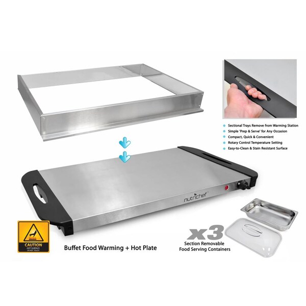 Nutrichef Food Warming Tray / Buffet Server / Hot Plate Warmer - PKBFWM33