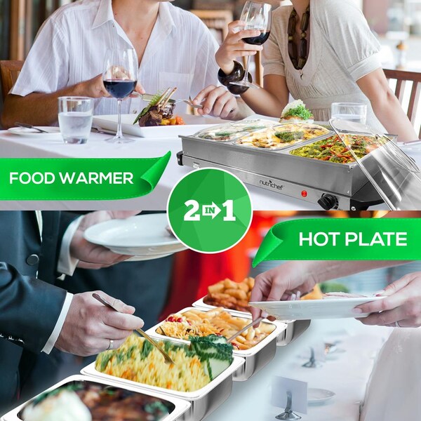 Nutrichef Food Warming Tray / Buffet Server / Hot Plate Warmer - PKBFWM33.0