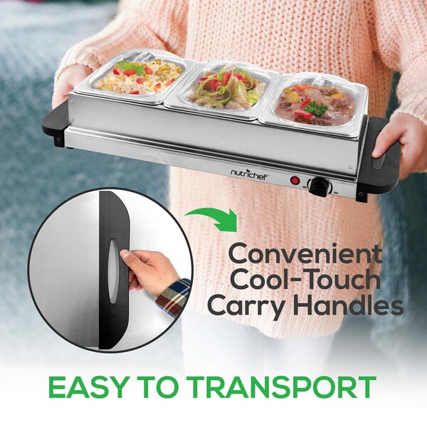 Nutrichef Food Warming Tray / Buffet Server / Hot Plate Warmer - PKBFWM33.0