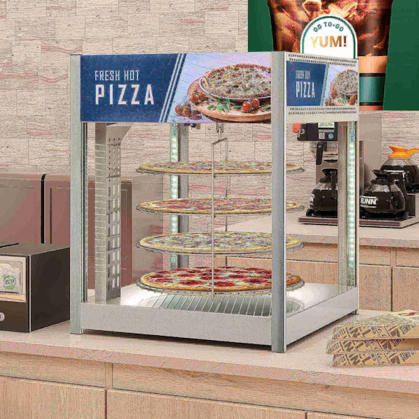 Koolmore 24 in. Commercial Pizza Display Warmer for 18 in. Pies with 4 Rotating Racks in Stainless-Steel - KM-HPD4-18