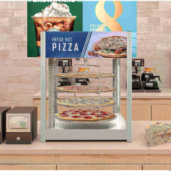 Koolmore 24 in. Commercial Pizza Display Warmer for 18 in. Pies with 4 Rotating Racks in Stainless-Steel - KM-HPD4-18