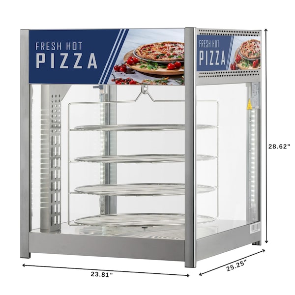 Koolmore 24 in. Commercial Pizza Display Warmer for 18 in. Pies with 4 Rotating Racks in Stainless-Steel - KM-HPD4-18