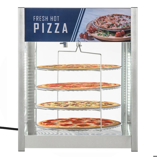 Koolmore 24 in. Commercial Pizza Display Warmer for 18 in. Pies with 4 Rotating Racks in Stainless-Steel - KM-HPD4-18