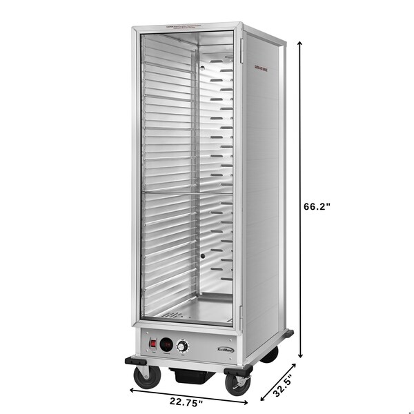 Koolmore 33 in. Commercial Non-Insulated Heated Holding Cabinet w/ 35-Pan Capacity and Glass Door in Silver - KM-CH36-SNGL