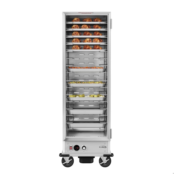 Koolmore 33 in. Commercial Non-Insulated Heated Holding Cabinet with Wire Racks and Glass Door in Silver - KM-CH36-WNGL
