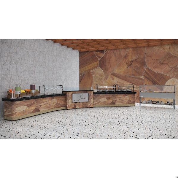 Koolmore Five Pan Open Well Electric Steam Table with Undershelf and Sneeze-Guard, 240V, . - KM-OWS-5SG