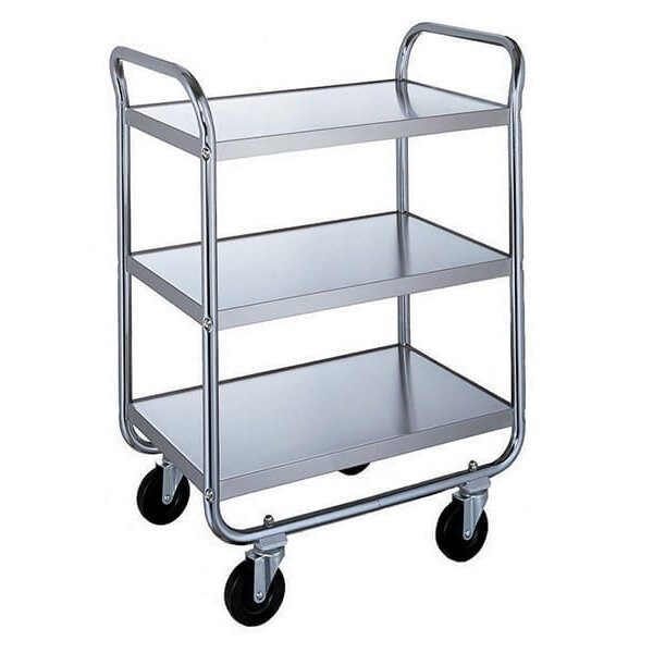 Lakeside Tubular Chrome Frame 3 Shelf Cart; 500 lb Capacity, 15-1/2"x24" - 473