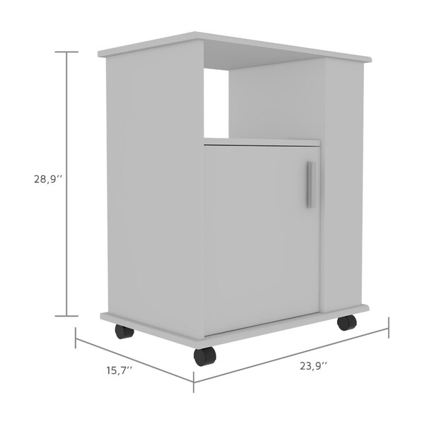 Tuhome Kit Lower Microwave Cabinet, Single Door, Three Side Shelve, White - MLB4228
