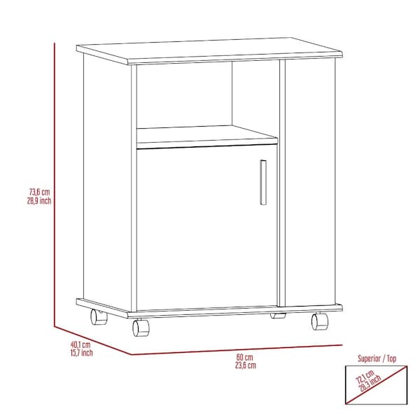 Tuhome Kit Lower Microwave Cabinet, Single Door, Three Side Shelve, White - MLB4228