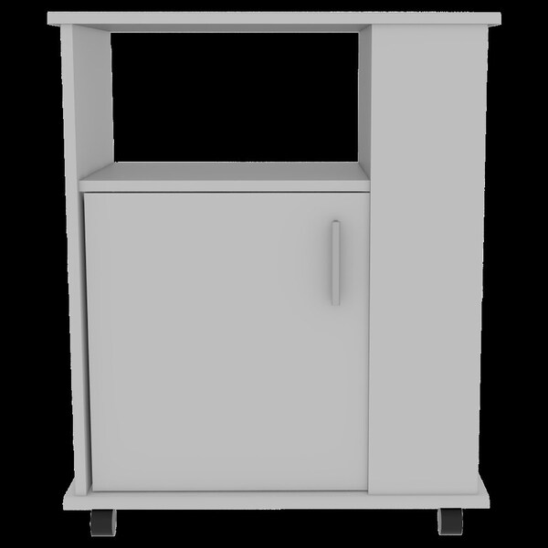 Tuhome Kit Lower Microwave Cabinet, Single Door, Three Side Shelve, White - MLB4228