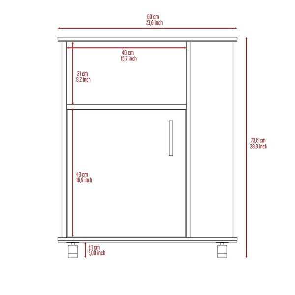 Tuhome Kit Lower Microwave Cabinet, Single Door, Three Side Shelve, White - MLB4228