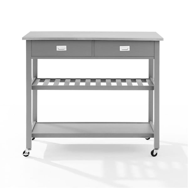 Crosley Furniture Chloe Stainless Steel Top Kitchen Island Cart - Gray - Stainless Steel - CF3027SS-GY