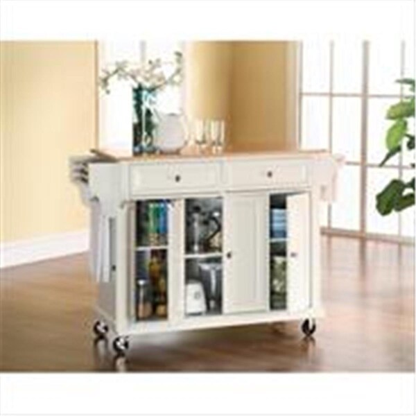 Betterbeds Crosley Furniture  Natural Wood Top Kitchen Cart-Island in White Finish - BE2442146