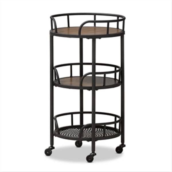 Baxton Studio Baxton Studio YLX-9052 Bristol Rustic Industrial Style Metal & Wood Mobile Serving Cart - YLX-9052