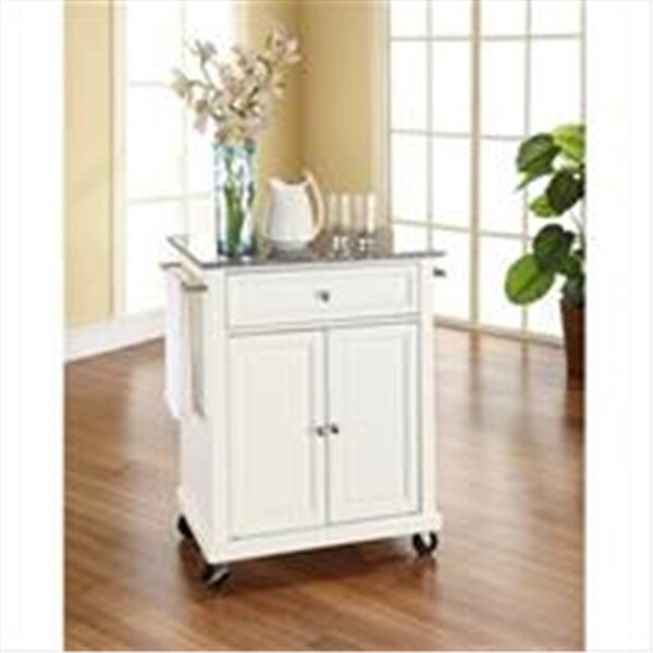 Modern Marketing Crosley Furniture  Solid Granite Top Portable Kitchen Cart-Island in White Finish - KF30023EWH