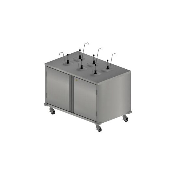 Bk Resources Stainless Steel Double Sided 3 Condiment Cart With 6 Pumps 48"L x 30"W - CC-R-486D