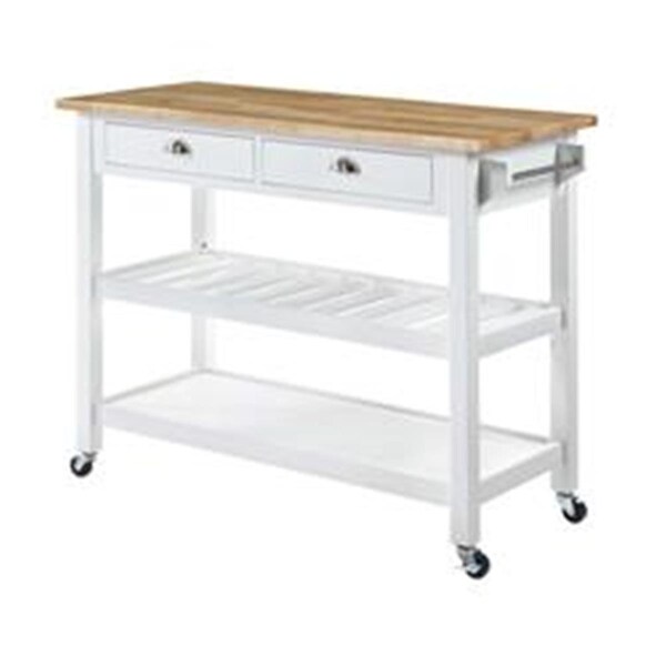 Convenience Concepts American Heritage 3 Tier Butcher Block Kitchen Cart with Drawers - Butcher Block/White - 802215BBW