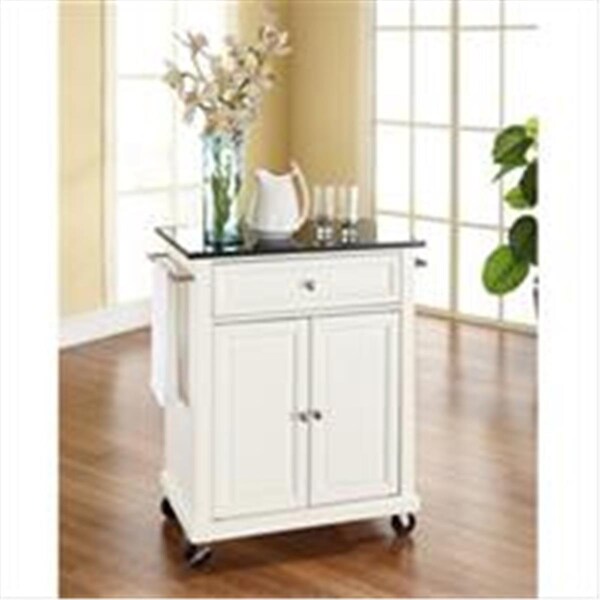 Modern Marketing Crosley Furniture  Solid Black Granite Top Portable Kitchen Cart-Island in White Finish - KF30024EWH
