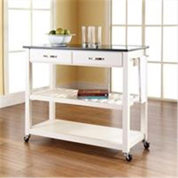 Modern Marketing Crosley Furniture Solid Black Granite Top Kitchen Cart-Island - KF30054WH