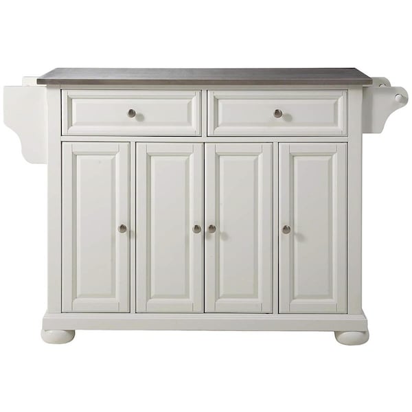 Crosley Furniture Alexandria Stainless Steel Top Kitchen Island - Vintage Grey - KF30202AGY