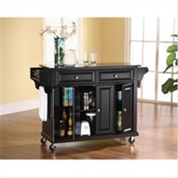 Modern Marketing Crosley Furniture  Solid Black Granite Top Kitchen Cart-Island in Black Finish - KF30004EBK