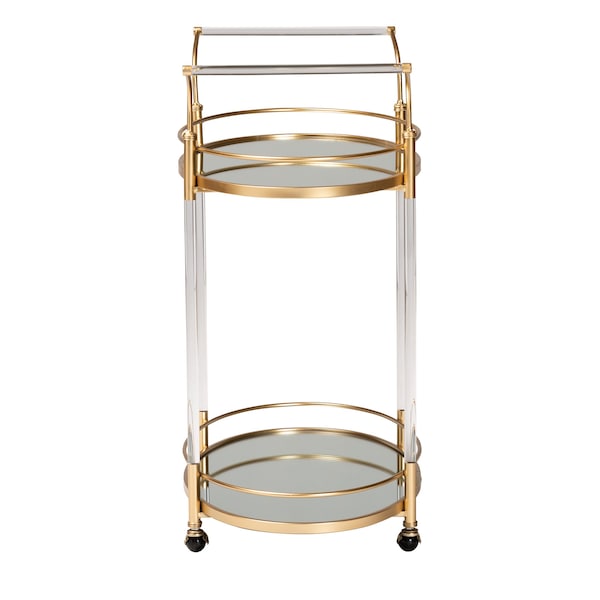 Baxton Studio Nakano Contemporary Glam and Luxe Gold Metal and Mirrored Glass 2Tier Wine Cart - 221-12526-ZORO