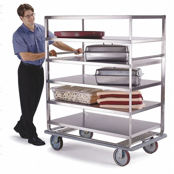 Lakeside Stainless Steel 5-Shelf Banquet Cart, All Edges Down, 28"x62" - 567