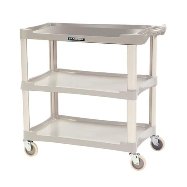 Lakeside Plastic 3-Shelf Cart; 300 lb Capacity, 16"x28-1/2" - Light Grey - 2501