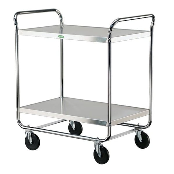 Lakeside Tubular Chrome Frame 2 Shelf Cart; 500 lb Capacity, 21"x33" - 492