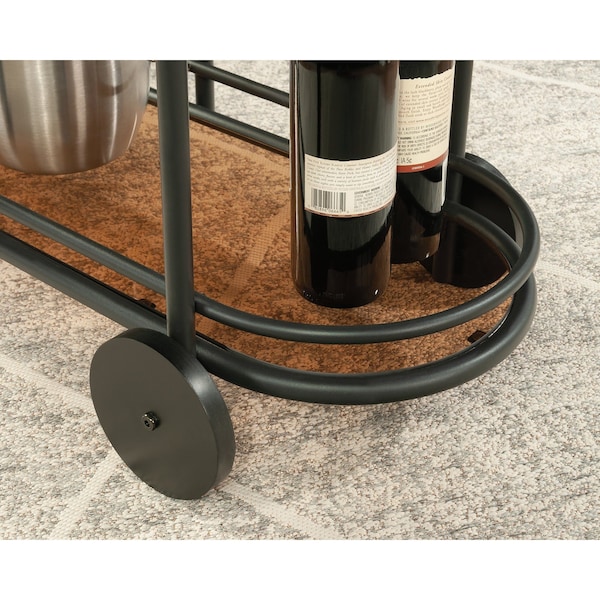 Sauder Coral Cape Ar Cart Metal/glass Black 3a , Three amber tinted, safety-tempered glass shelves - 433241