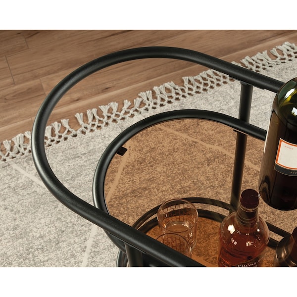 Sauder Coral Cape Ar Cart Metal/glass Black 3a , Three amber tinted, safety-tempered glass shelves - 433241