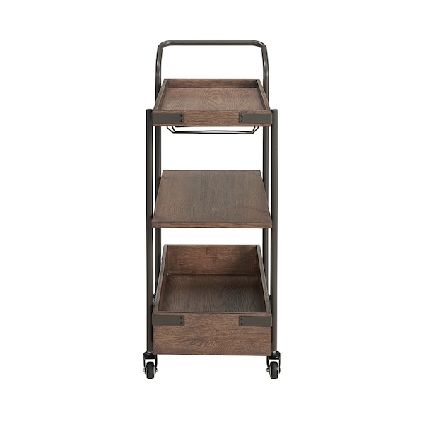 Alaterre Furniture Kyra 32"L Oak and Metal Bar Cart - ANKY62RBG