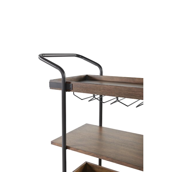 Alaterre Furniture Kyra 32"L Oak and Metal Bar Cart - ANKY62RBG