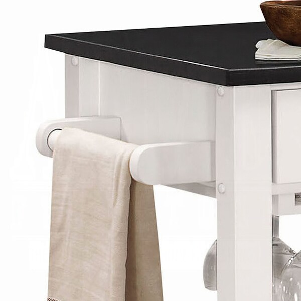 Acme 1-Drawer Wooden Kitchen Cart with 1 Door in Black and White - ER-0258WH