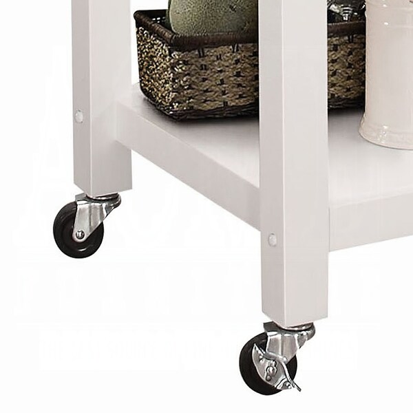 Acme 1-Drawer Wooden Kitchen Cart with 1 Door in Black and White - ER-0258WH