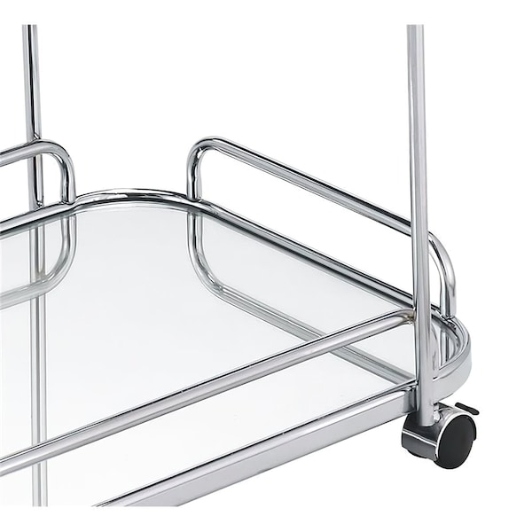 Acme 2 Glass Tier Shelves Serving Cart with Wheels in Clear and Chrome - ER-0259SL