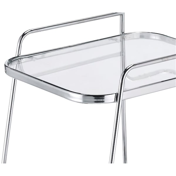 Acme 2 Glass Tier Shelves Serving Cart with Wheels in Clear and Chrome - ER-0259SL