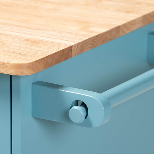 Baxton Studio Liona Sky Blue Finished Wood Kitchen Storage Cart - 162-10444
