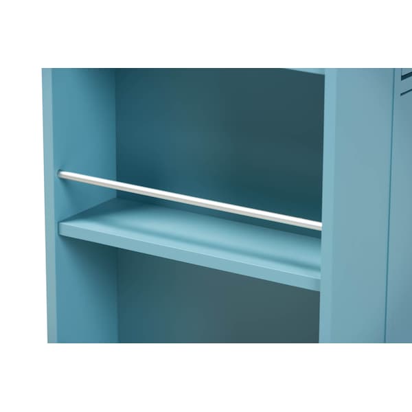 Baxton Studio Liona Sky Blue Finished Wood Kitchen Storage Cart - 162-10444
