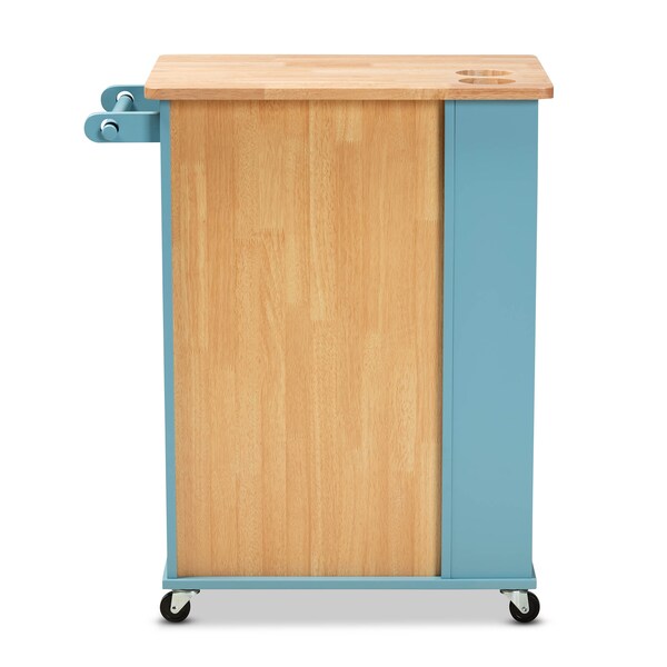 Baxton Studio Liona Sky Blue Finished Wood Kitchen Storage Cart - 162-10444
