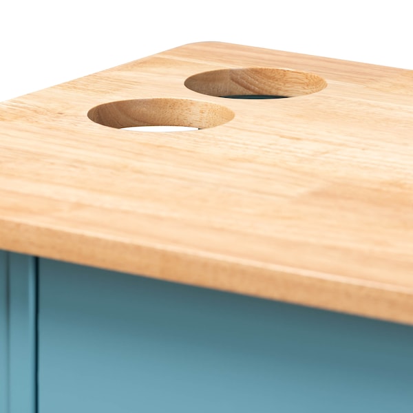 Baxton Studio Liona Sky Blue Finished Wood Kitchen Storage Cart - 162-10444