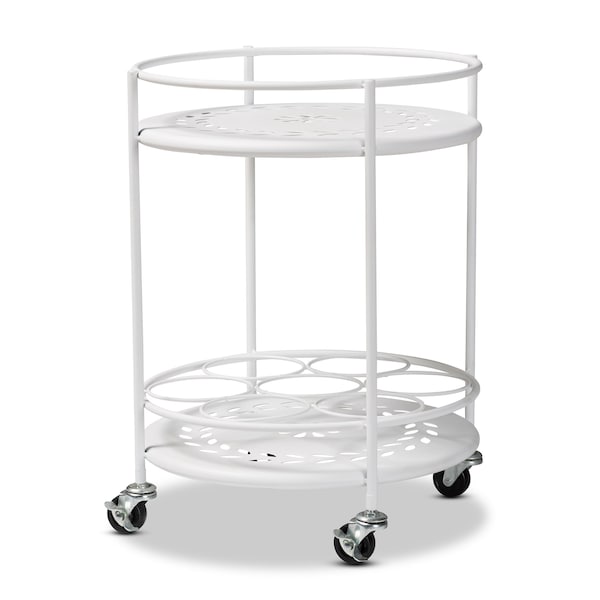 Baxton Studio Dallan Modern Industrial White Metal 2-Tier Kitchen Cart - 193-12117-ZORO