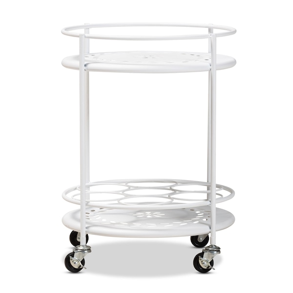 Baxton Studio Dallan Modern Industrial White Metal 2-Tier Kitchen Cart - 193-12117-ZORO