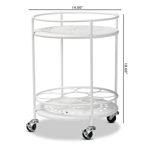 Baxton Studio Dallan Modern Industrial White Metal 2-Tier Kitchen Cart - 193-12117-ZORO
