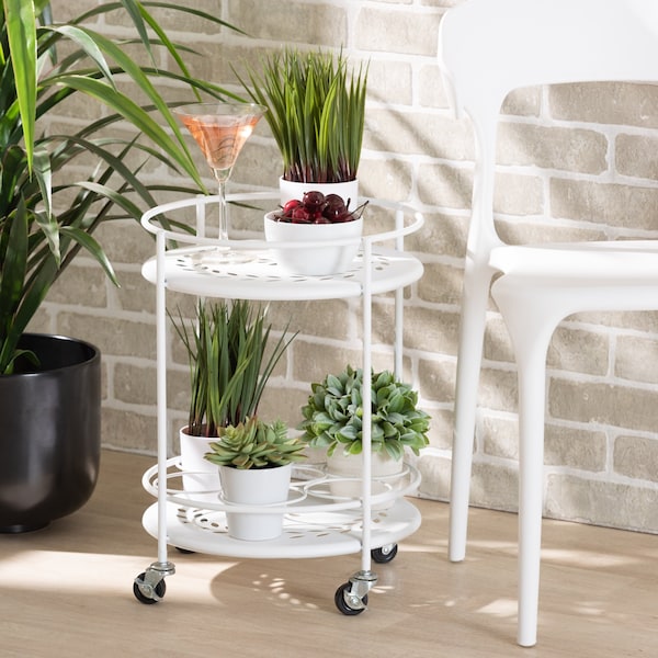 Baxton Studio Dallan Modern Industrial White Metal 2-Tier Kitchen Cart - 193-12117-ZORO
