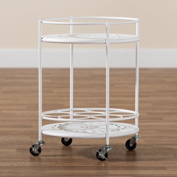 Baxton Studio Dallan Modern Industrial White Metal 2-Tier Kitchen Cart - 193-12117-ZORO